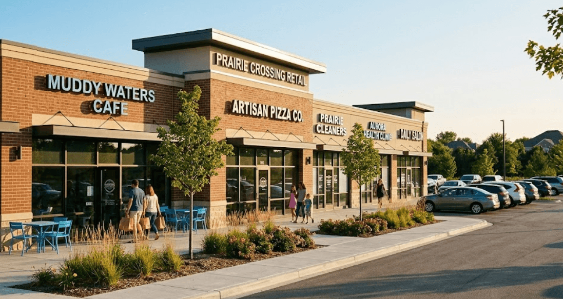 Completed multi-tenant strip mall construction in Aurora IL Completed multi-tenant strip mall construction in Aurora IL