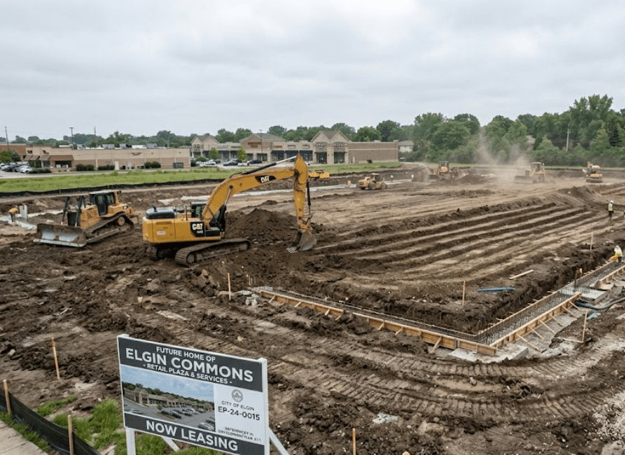 Excavation phase of shopping plaza construction in Elgin IL Excavation phase of shopping plaza construction in Elgin IL
