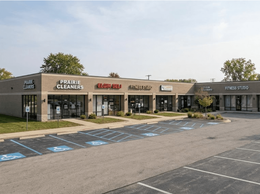 Functional multi-tenant strip mall construction in Elgin Illinois Functional multi-tenant strip mall construction in Elgin Illinois