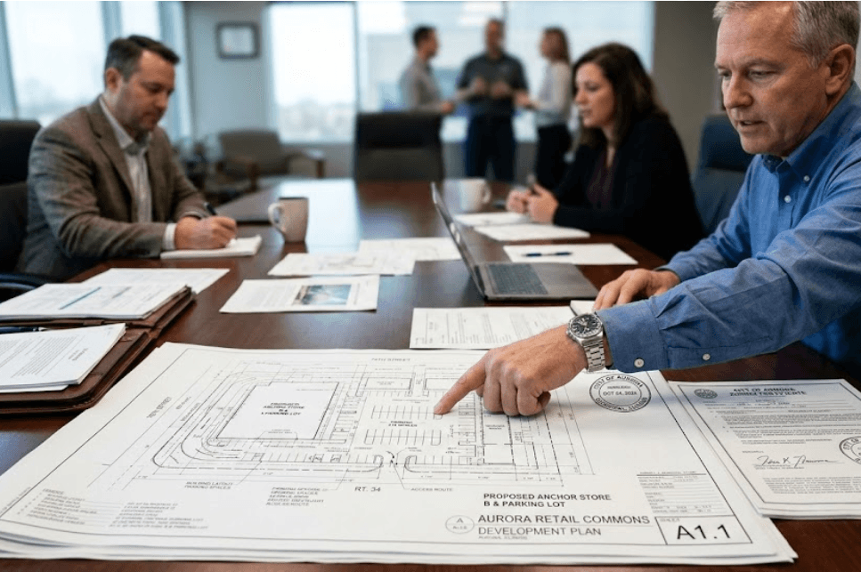Shopping plaza construction planning process in Aurora Illinois Shopping plaza construction planning process in Aurora IllinoisShopping plaza construction planning process in Aurora Illinois